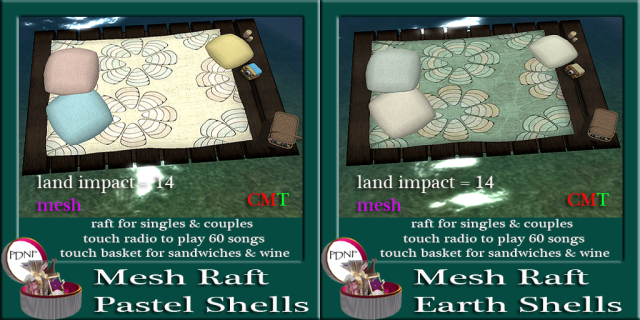 mesh raft pastel and earth shells ads