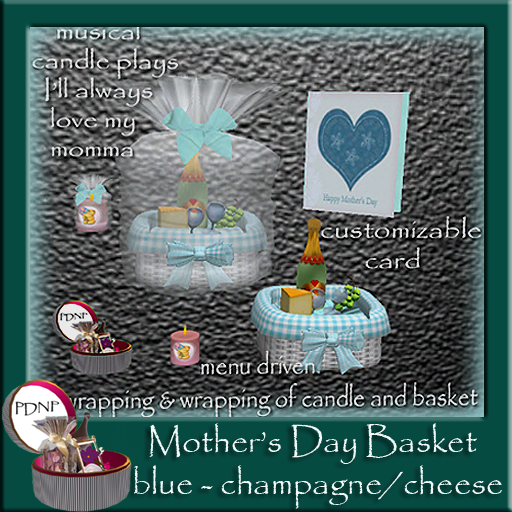 mothers day basket blue champagne cheese ad